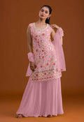 Anaita Pink Georgette Suit with Embroidered Multi Work - Distacart