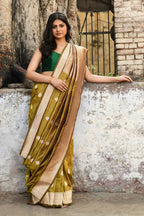 Joban Fashion Olive Green Pure Katan Pure Handloom Banarasi Silk Saree
