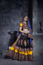 AI Fashion Black-Yellow Art Silk Designer Navratri Lehenga Choli Collection
