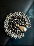 Joban Fashion Peacock Shape Monalisa Stone Silver Plated Ring