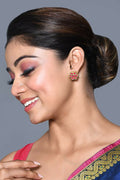 Joban Fashion Women Kundan , Brass And Ruby Stone Ruby Earrings - Distacart