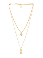 Ruby Raang Double Layered Yellow Onyx and Kundan Necklace