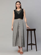 Ahalyaa Women Black Crepe Printed Top Palazzo Set - Distacart