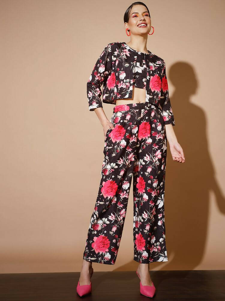 Myshka Women Black Printed Co-Ords - Distacart