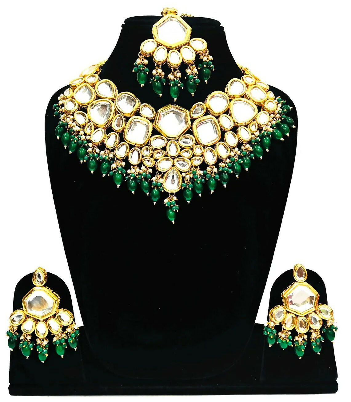 Joban Fashion Hand Made High Quality Gold Plated Base Metal Alloy Kundan Stone Studded Kundan Jewellery Set