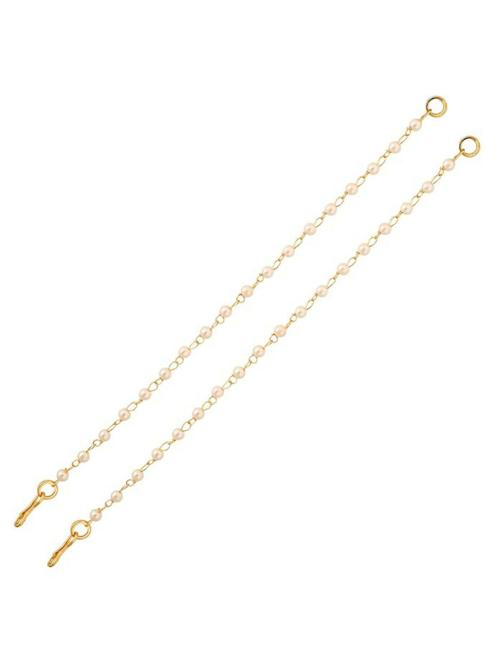 NVR Pearl Studded Classic Gold-Polished 1 Line Ear Chain Ear Cuff