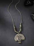 NVR Women's Gold-Polished Peacock Design Pendant with Chain