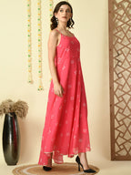 Myshka Women's Pink Printed Georgette Party Dress - Distacart
