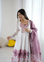 Joban Fashion Onion Pink Kurta Set Organza Sequin Embroidery Work - Distacart