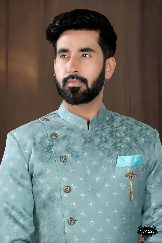 Joban Fashion Men's Green Woven Jacquard Kurta with Pyjama