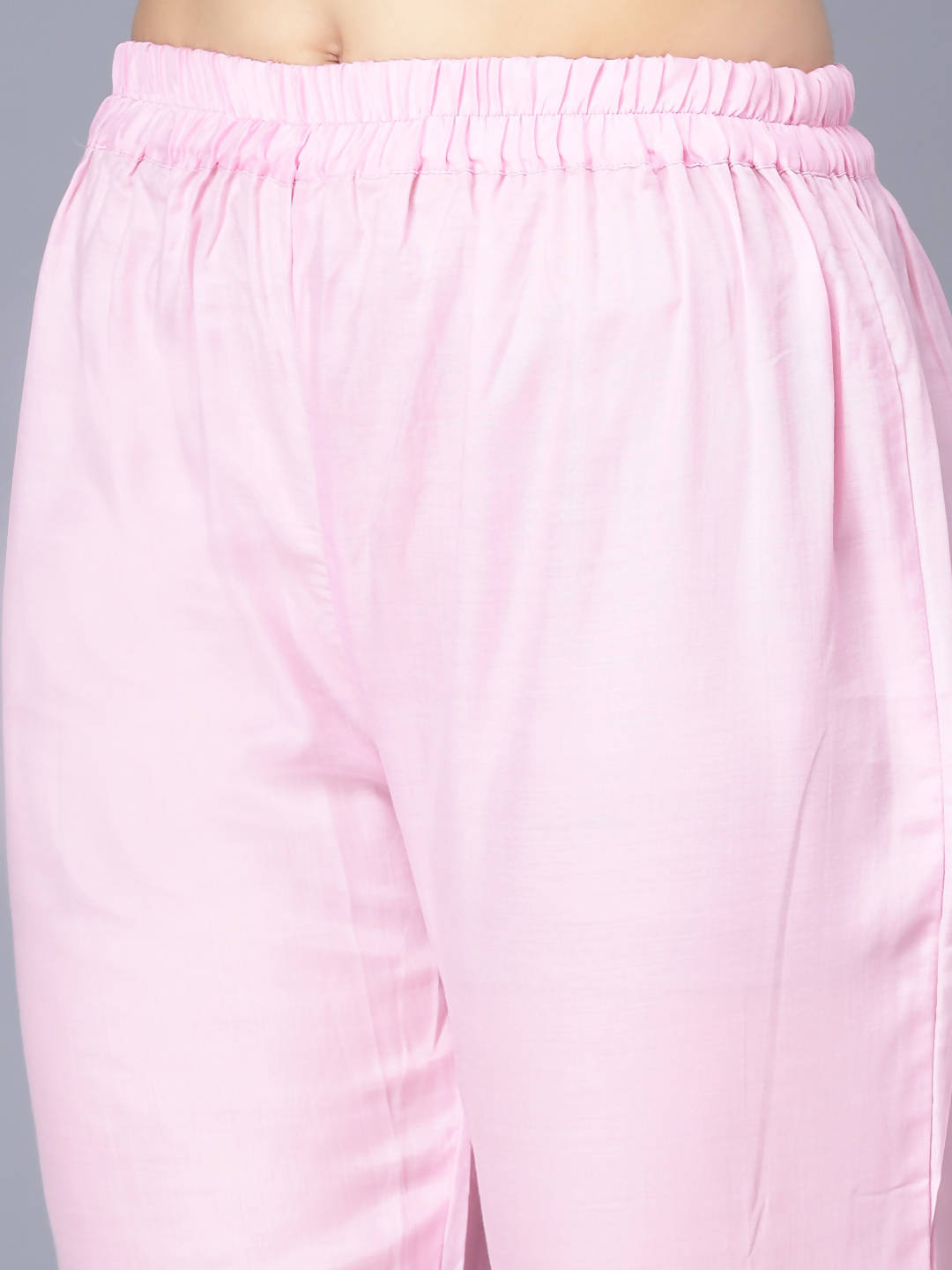 Myshka Women Pink Striped Empire Kurti with Trousers With Dupatta - Distacart