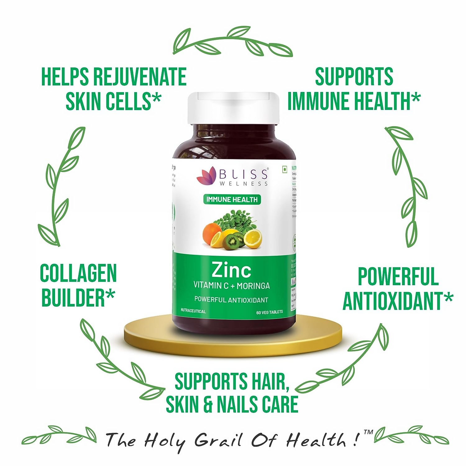 Bliss Welness Zinc Vitamin C+ Moringa Tablets - Limited Time Offer