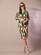 Myshka Women's Multi Printed Knee Length Party Embellished Skirts