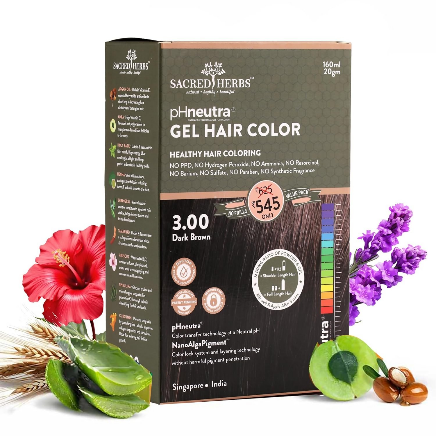 Sacred Herbs Ammonia & PPd Free Natural Organic Gel Dark Brown Hair Color For Men & Women - Distacart