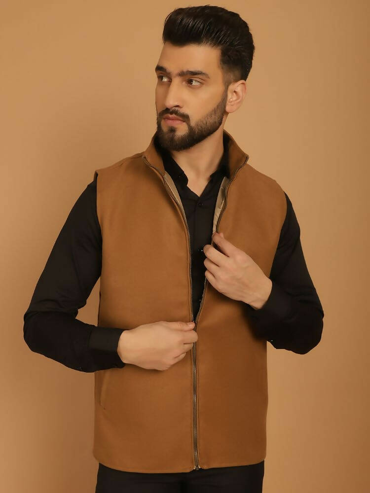 Even Apparels Pure Wool Nehru Jacket - Beige