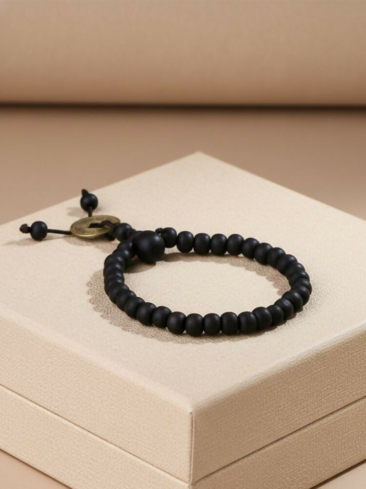 NVR Men Black Beaded Bracelet - Distacart