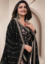 Anaita Black Heavy Chinon With Embroidery Sharara Suit (bottom Stitched) - Distacart