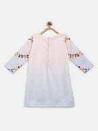 Ahalyaa Pink Crepe Floral Print Kids Kurta Sharara Set With Dupatta For Girls