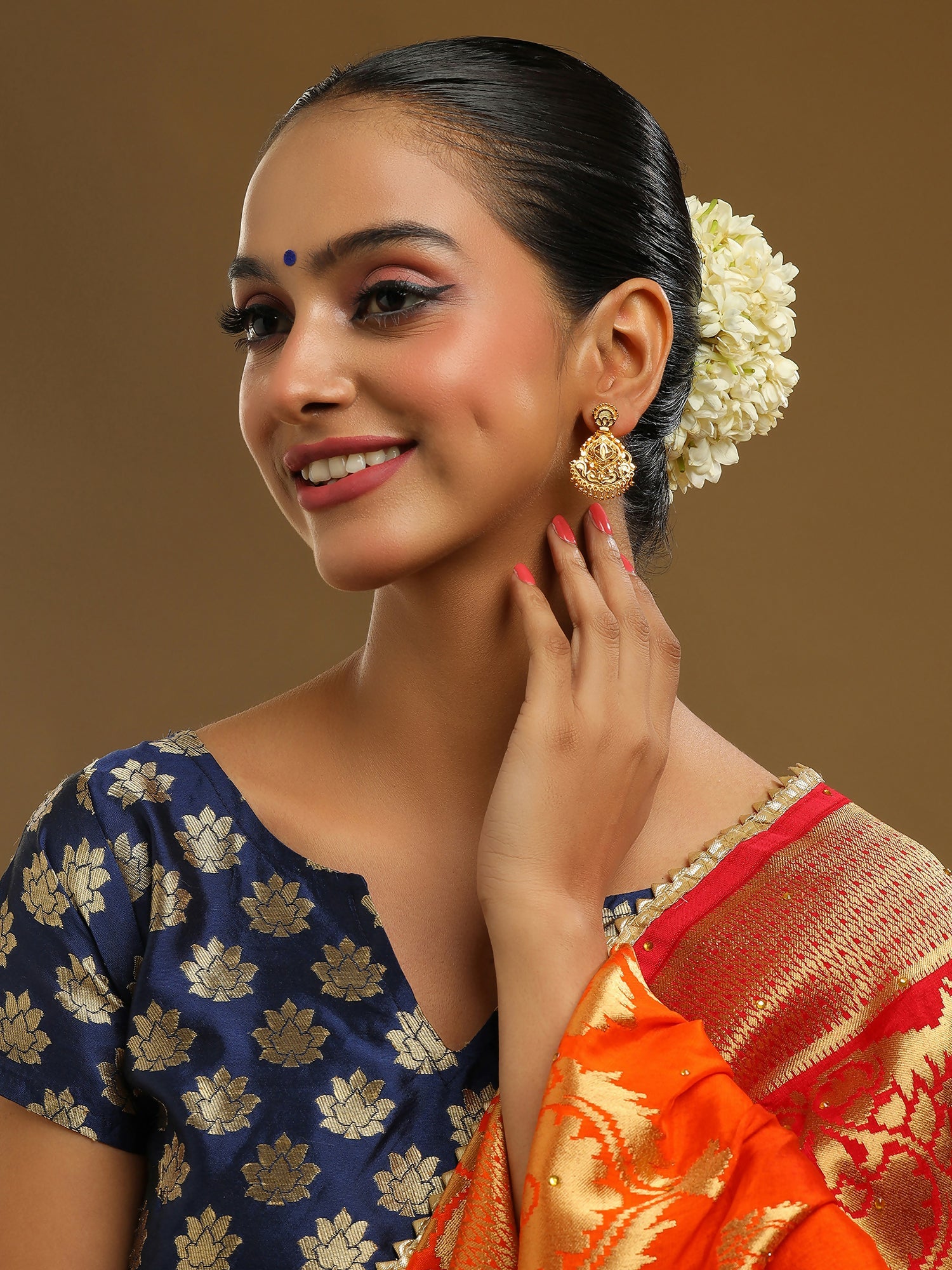 Ruby Raang Traditional Gold Earrings - Distacart