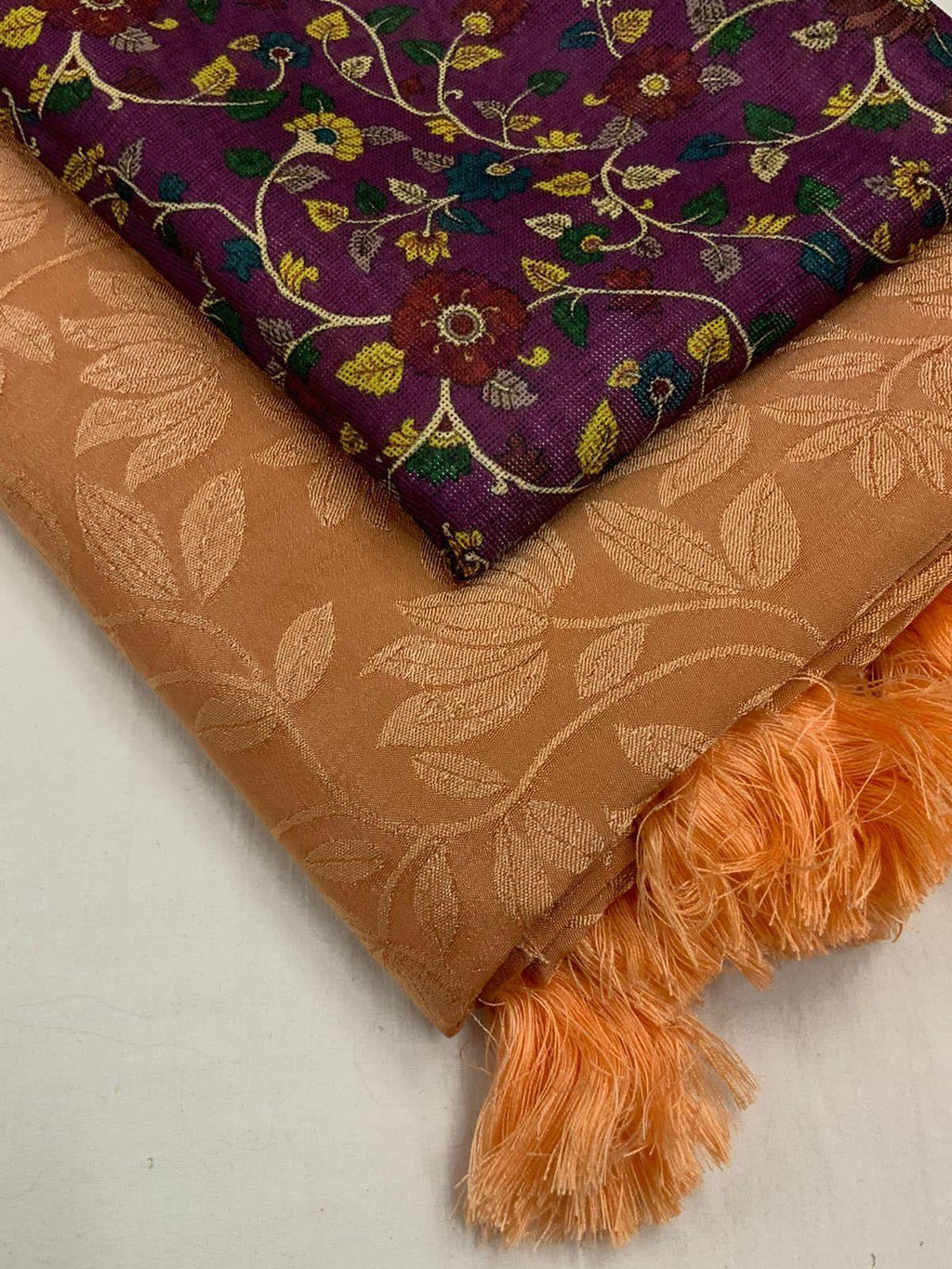 Orange Jute Silk Woven Design Saree with Unstitched Blouse - A2M