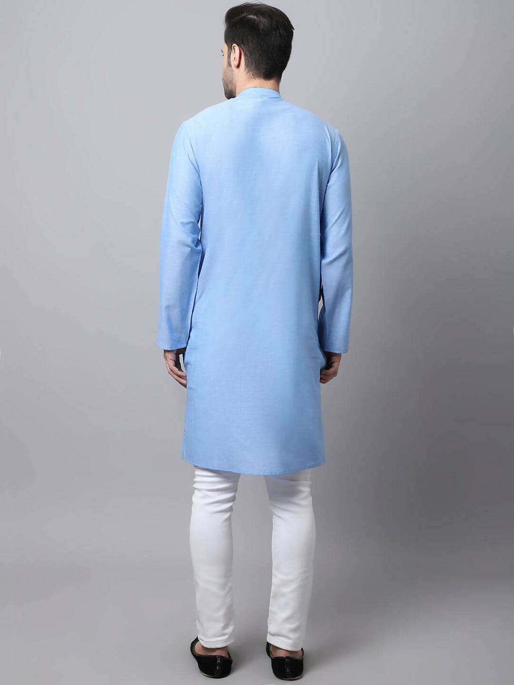 Even Apparels Blue Pure Cotton Men's Kurta With Side Placket - Distacart