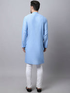 Even Apparels Blue Pure Cotton Men's Kurta With Side Placket - Distacart