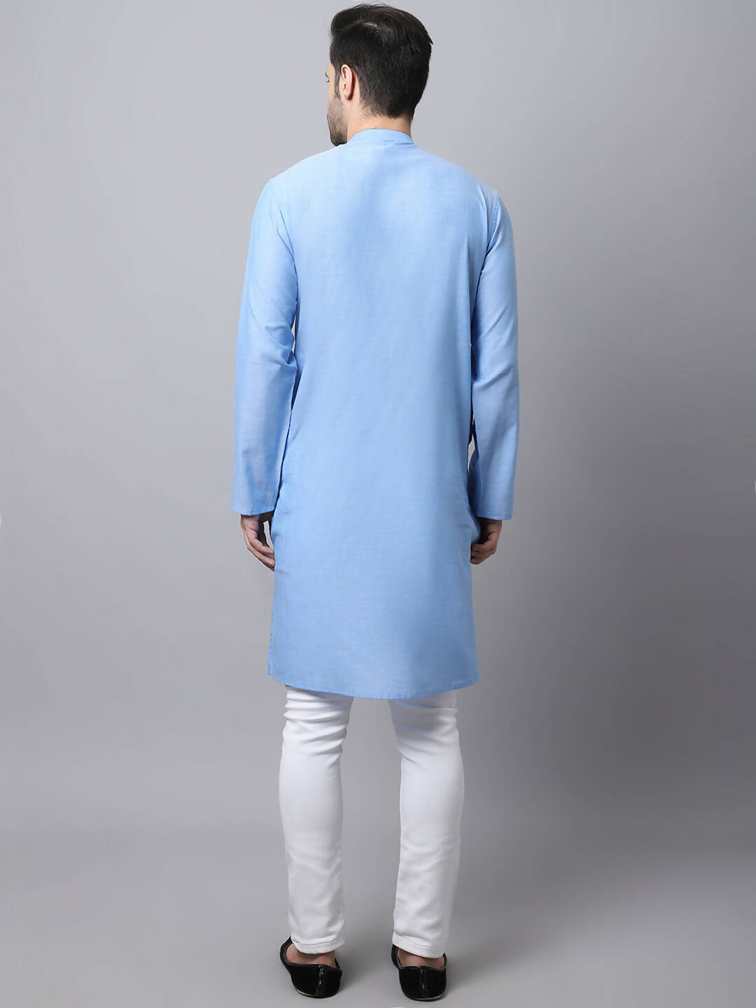 Even Apparels Blue Pure Cotton Men's Kurta With Side Placket - Distacart