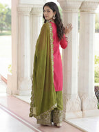 Teeya Creation Rani Chinon Silk Designer Wedding Wear Embroidery Work Palazzo - Distacart