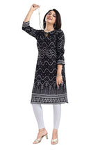 Snehal Creations Wonderful Black Designer Digital Print Cotton Slub Fabric Long Kurti Tunic - Distacart
