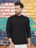 Even Apparels Men's Pure Cotton Black Kurta