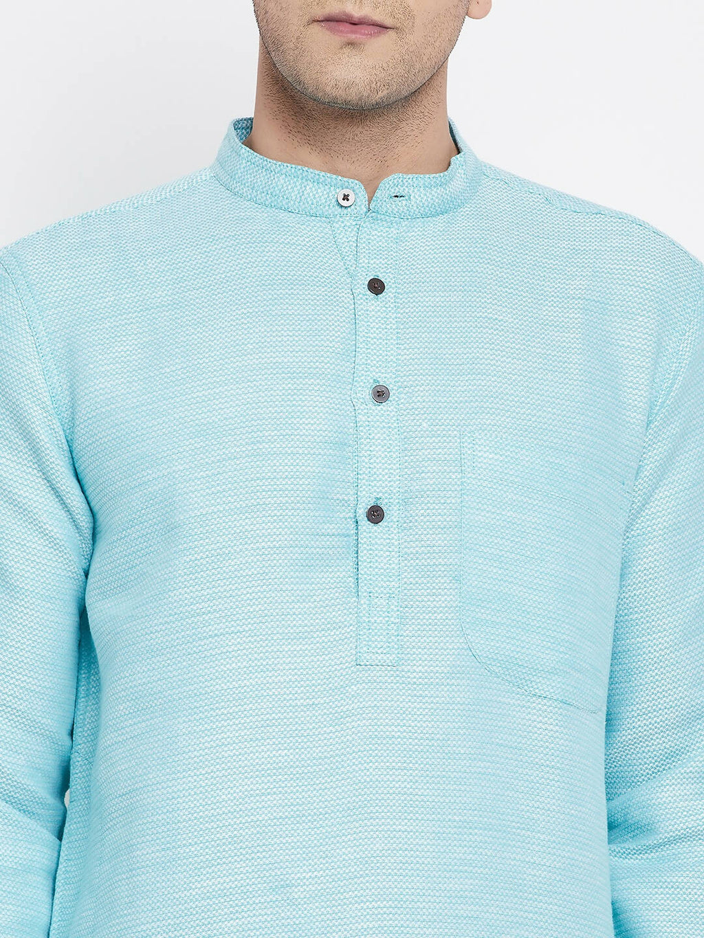 Even Apparels Blue Rayon Men's Kurta With Band Collar - Distacart