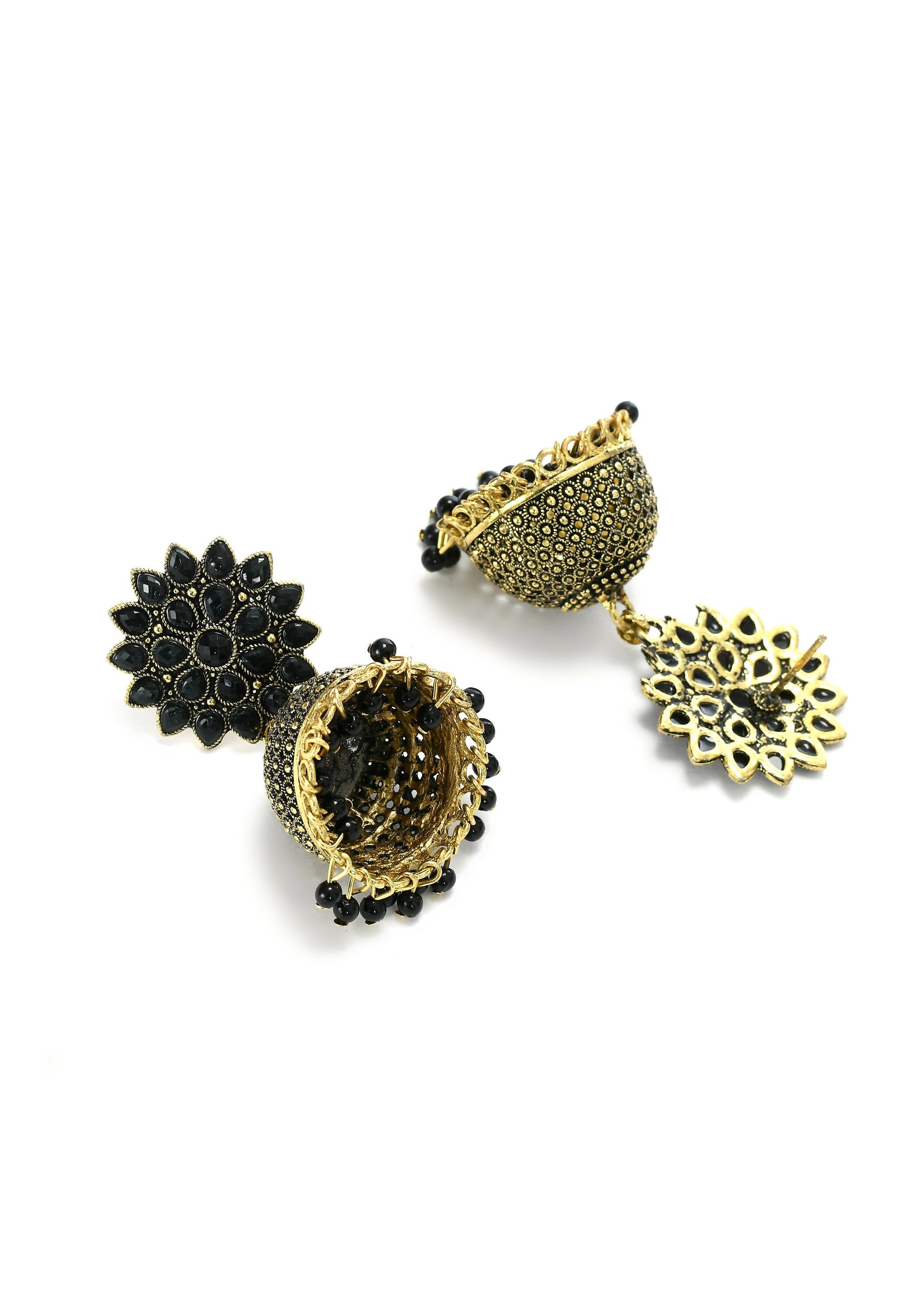 Mominos Fashion Joharkamal Kundan work Jhumka with Black Beads - Distacart