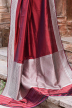 Joban Fashion Maroon Red Colour Banarasi Katan Pure Handloom Banarasi Silk Saree