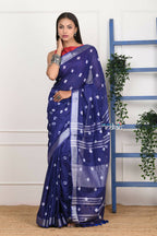 Very Much Indian Handmade Tie And Dye Cotton Saree By Women Weavers - Indigo Blue - Distacart