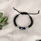 NVR Men & Women Black Evil Eye Adjustable Bracelet - Distacart