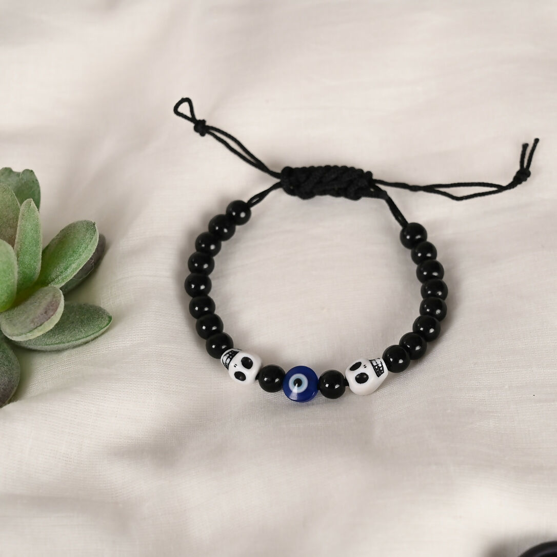 NVR Men & Women Black Evil Eye Adjustable Bracelet - Distacart