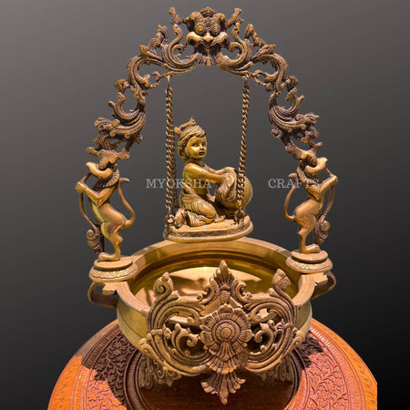 Brass Uruli with Baby Krishna