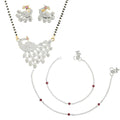 AanyaCentric Gold-plated Mangalsutra Pendant Earring Set & Silver Plated Anklet - Distacart