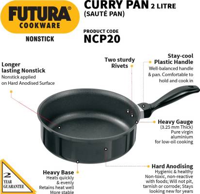 Hawkins Futura Non-stick Curry Pan Saute Pan 20 cm Diameter 2 L (NCP20)