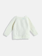 Chutput Kids Woollen Hand Knitted Full Sleeves Bunny Detail Cardigan For Baby Boys - Cream
