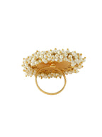 NVR Women's Traditional Ethnic Kundan Meenakari Gold-Polished Ajustable Finger Ring