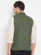 Even Apparels Green Wool Men Woven Nehru Jacket - Distacart