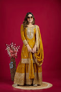 Joban Fashion Yellow Kurta Set Silk Sequins , Zari, Coding & Thread Embroidered work - Distacart