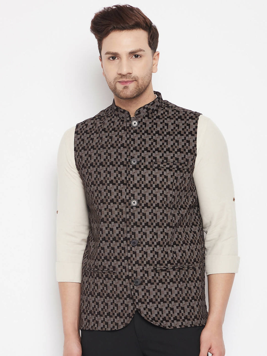 Even Apparels Black Merino Men Woven Nehru Jacket BF539 - Distacart