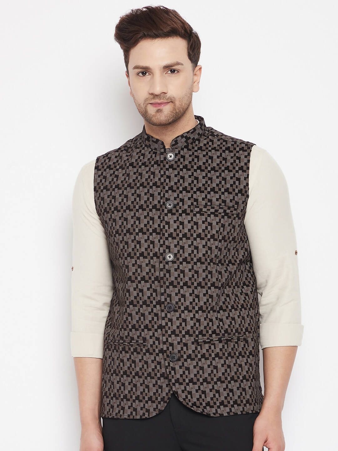 Even Apparels Black Merino Men Woven Nehru Jacket BF539 - Distacart