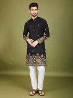 Vastranavya Black Exclusive Festival Wear Cotton Sequence Embroidered & Thread Work Kurta
