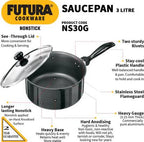 Hawkins Futura Non-stick Sauce Pan 20 cm Diameter with Lid 3 L (NS30G)