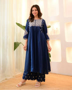 The52 Women's Beautiful Viscose Rayon Fabric Thread Work Flared Kurta Pant Set - Distacart