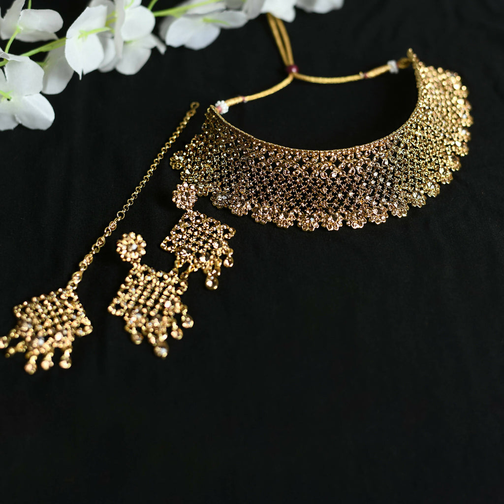 Mominos Fashion Johar Kamal Traditional Rajwadi Design Heavy Golden Color Choker Set - Distacart