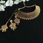 Mominos Fashion Johar Kamal Traditional Rajwadi Design Heavy Golden Color Choker Set - Distacart